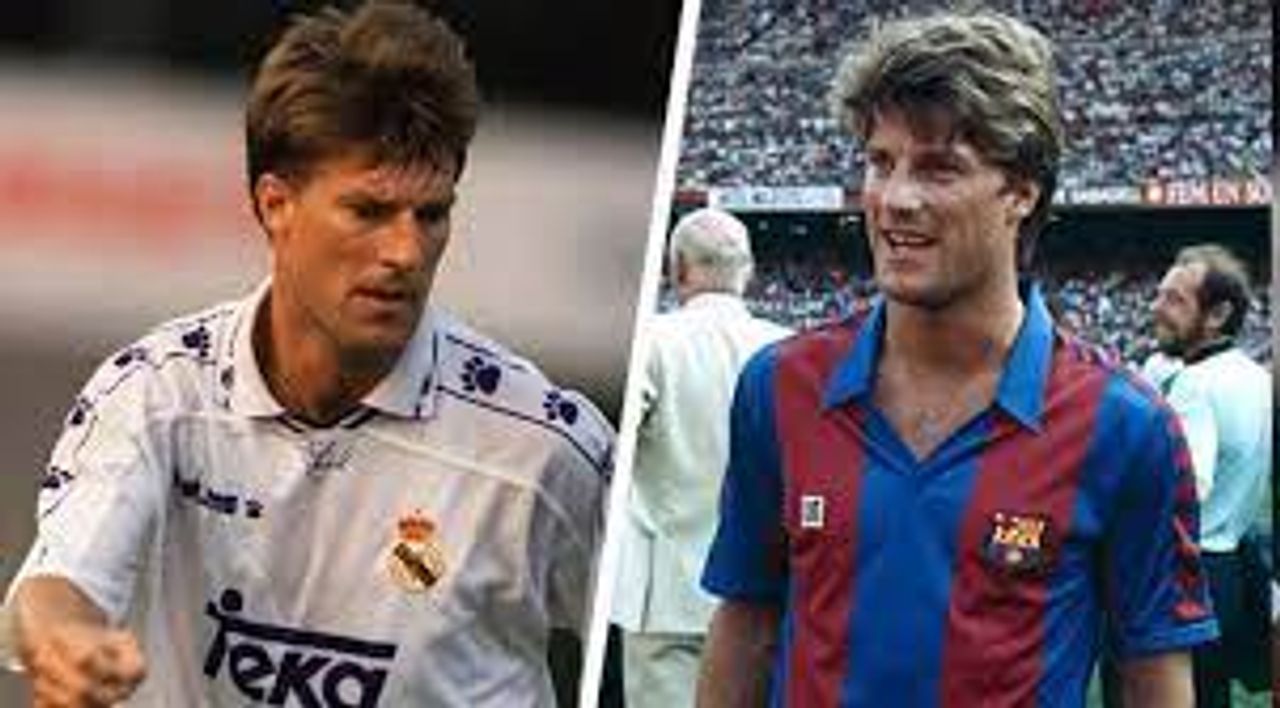 Michael Laudrup trong màu áo của 2 gã khổng lồ của bóng đá thế giới cũng là kẻ thù không đội trời chung của nhau