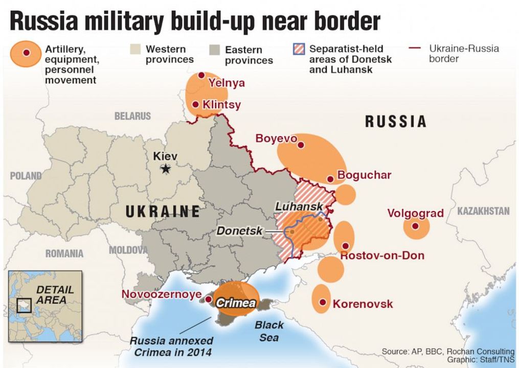 Quân đội Nga áp sát biên giới Ukraine. Nguồn: abcnews.
