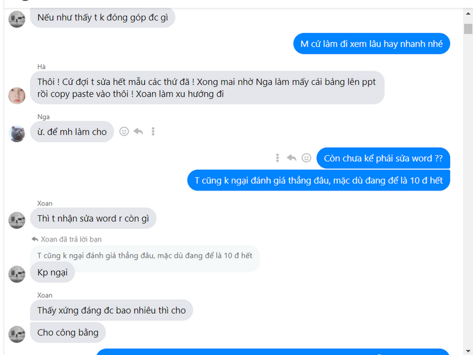 Chúng mình teamwork và mình lên cơn