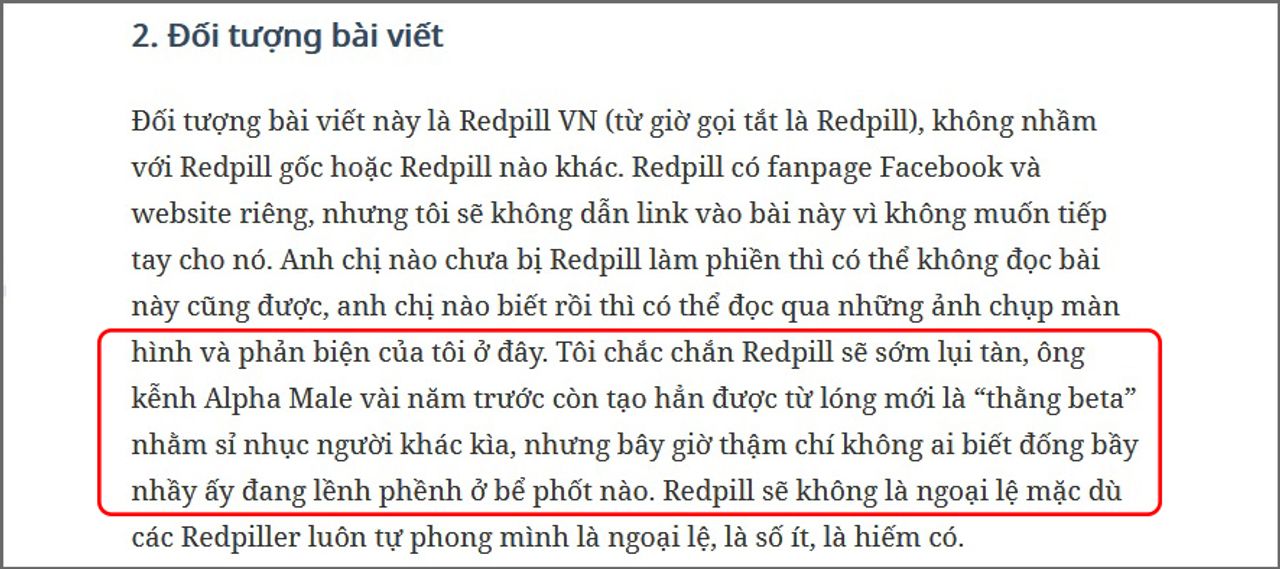 Thậm chí Redpill còn không sống được “vài” năm, nó chỉ sống được hơn một năm thôi.