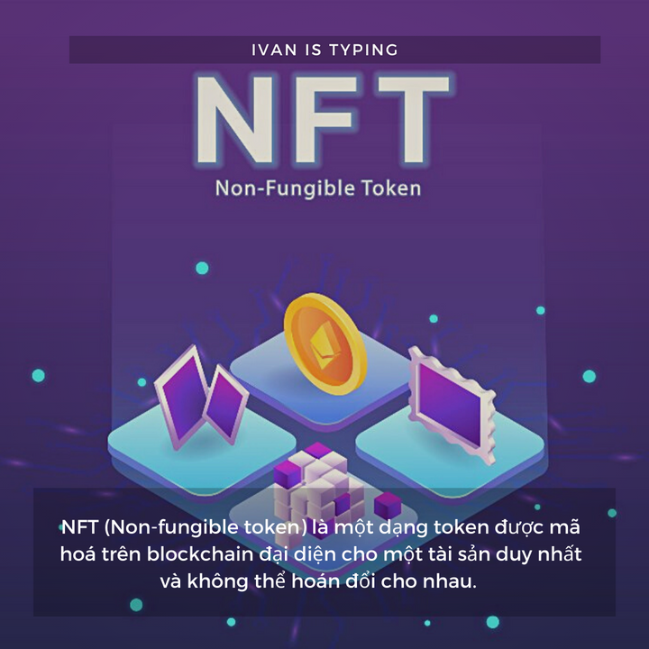 NFT (Non-fungible token) là một dạng token được mã hoá trên blockchain đại diện cho một tài sản duy nhất và không thể hoán đổi cho nhau.