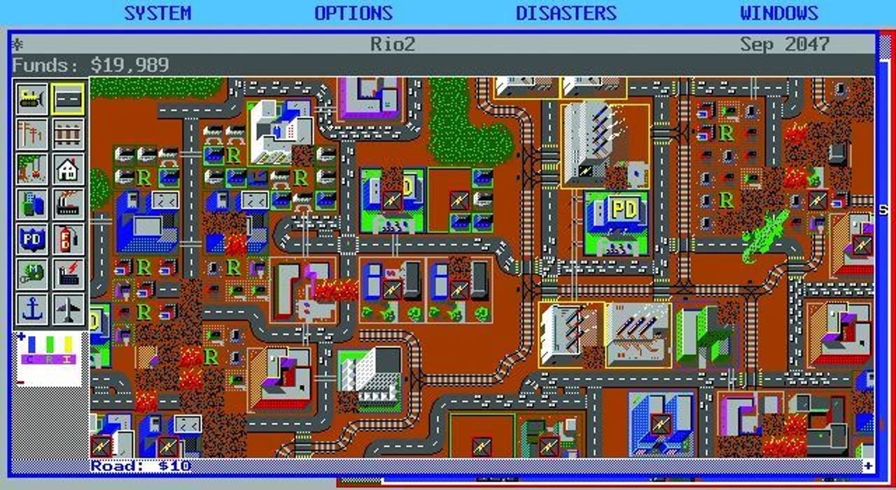 Game SimCity năm 1989 (nguồn: <a href="https://www.pcgamer.com/great-moments-in-pc-gaming-godzilla-attacking-simcity/">PCGamer</a>)