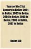 Years of the 21st Century in Belize: 2001 in Belize, 2003 in Belize, 2004 in Belize, 2005 in Belize, 2006 in Belize, 2007 in Belize