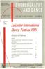 Second Leicester International Dance Festival: A Special Issue of the Journal Choreography and Dance