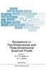 Excitations in Two-Dimensional and Three-Dimensional Quantum Fluids