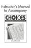 Choices Instructor's Manual: Writing Projects for Students of ESL: Instructor's Manual