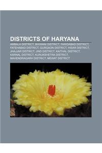 Districts of Haryana: Ambala District, Bhiwani District, Faridabad District, Fatehabad District, Gurgaon District, Hisar District