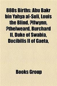 880s Births: 880 Births, 881 Births, 882 Births, 883 Births, 884 Births, 885 Births, 886 Births, 887 Births, 888 Births, 889 Births