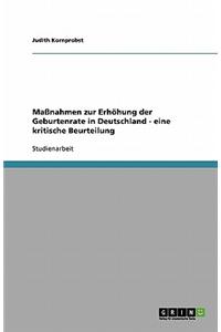 Manahmen Zur Erhohung Der Geburtenrate in Deutschland - Eine Kritische Beurteilung