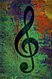 A Multi-Colored Treble Clef Journal: 150 Page Lined Notebook/Diary