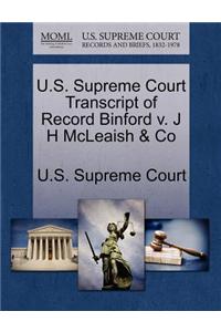 U.S. Supreme Court Transcript of Record Binford V. J H McLeaish & Co