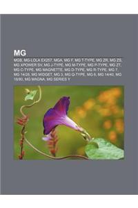 MG: MGB, MG-Lola Ex257, MGA, MG F, MG T-Type, MG Zr, MG Zs, MG Xpower Sv, MG J-Type, MG M-Type, MG P-Type, MG Zt, MG C-Typ