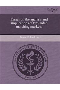 Essays on the Analysis and Implications of Two-Sided Matching Markets.
