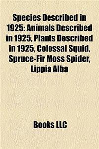 Species Described in 1925: Animals Described in 1925, Plants Described in 1925, Colossal Squid, Spruce-Fir Moss Spider, Lippia Alba