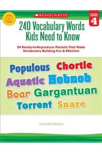 240 Vocabulary Words Kids Need to Know, Grade 4