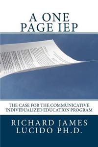 A One Page IEP: The Case for the Communicative Individualized Education Program