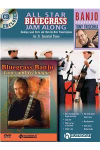 Bluegrass Banjo Pack: All Star Bluegrass Jam Along for Banjo (Book/CD) and Bluegrass Banjo Tunes & Techniques (DVD)