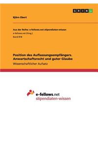Position Des Auflassungsempfangers. Anwartschaftsrecht Und Guter Glaube