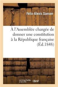 A L'Assemblee Chargee de Donner Une Constitution a la Republique Francaise, Offrande: de Quelques Idees Democratiques