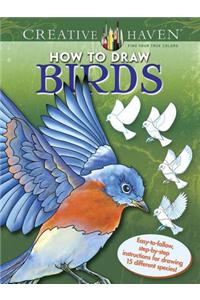 Creative Haven How to Draw Birds: Easy-To-Follow, Step-By-Step Instructions for Drawing 15 Different Species