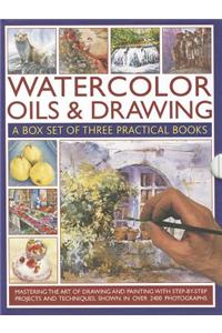 Watercolor Oils & Drawing Box Set: Mastering the Art of Drawing and Painting with Step-By-Step Projects and Techniques Shown in Over 1400 Photographs
