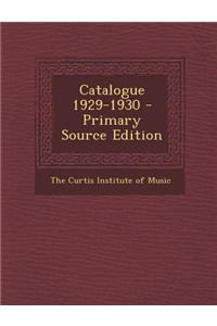Catalogue 1929-1930 - Primary Source Edition