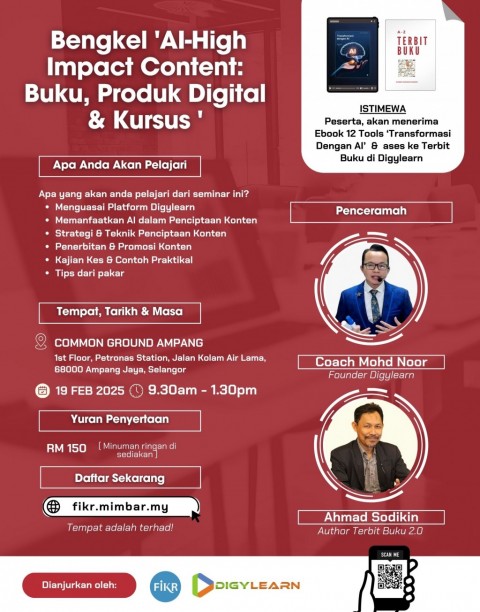 Bengkel ' AI-High Impact Content: Buku, Produk Digital & Kursus'