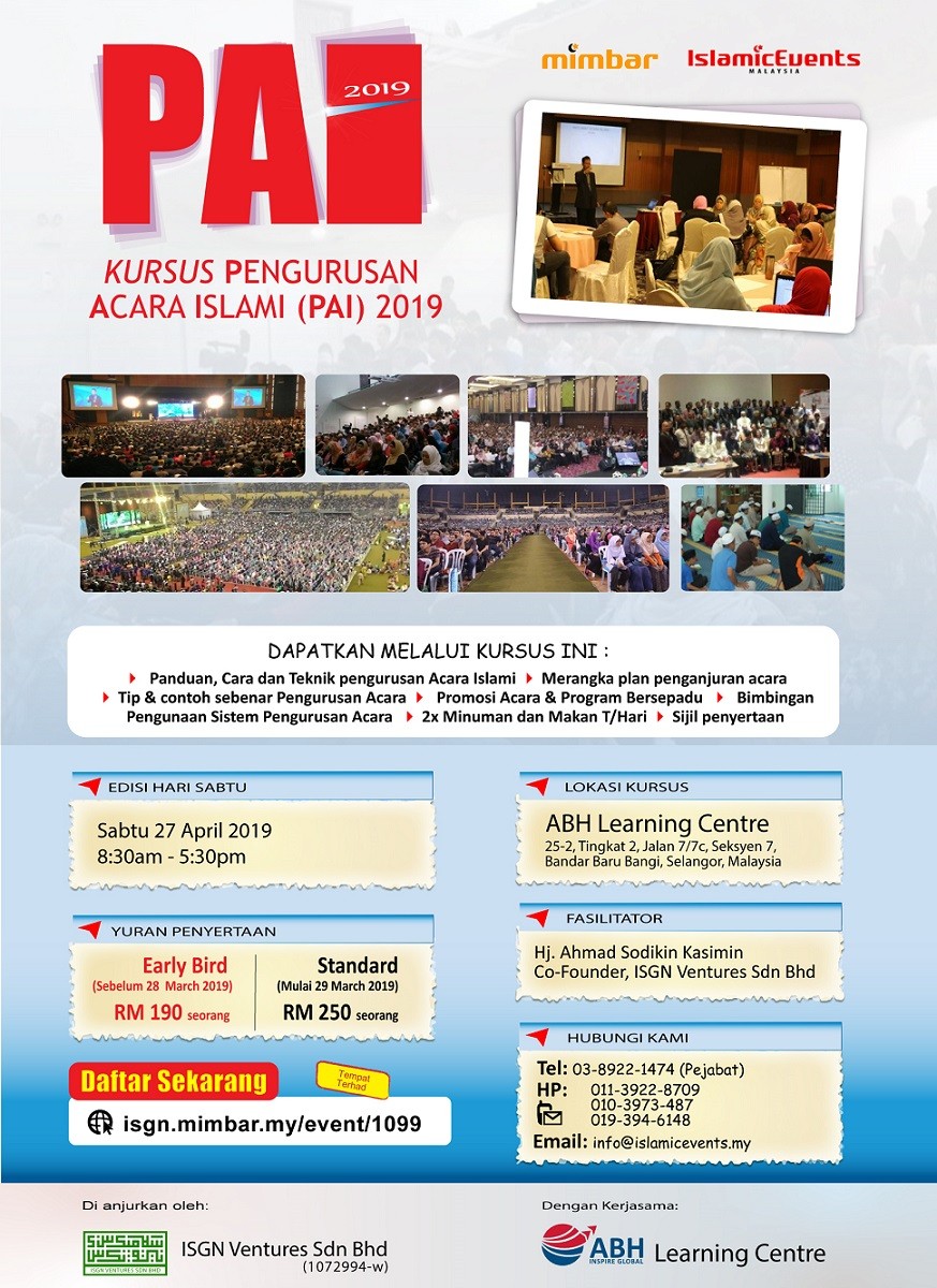 KURSUS PENGURUSAN ACARA ISLAMI 2019 - EDISI HUJUNG MINGGU