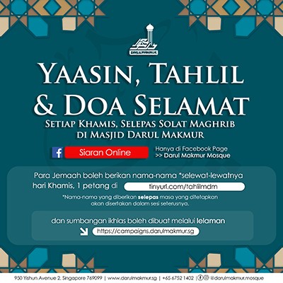 Tahlil Doa Selamat Yaasin Masjid Darul Makmur