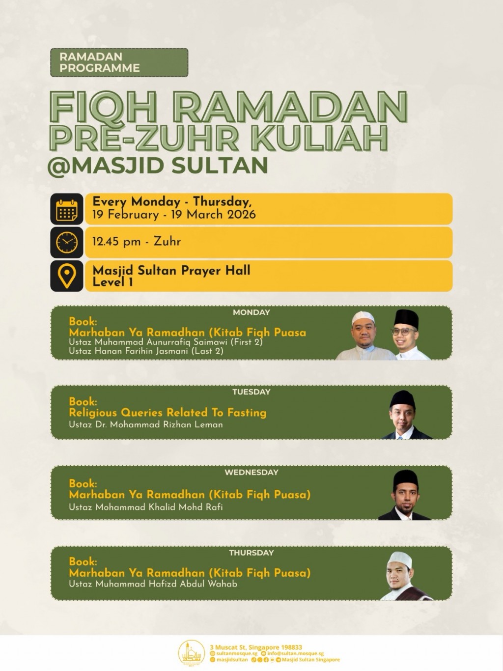 Fiqh Ramadan: Pre-Zuhr Kuliah | Ramadan Programme