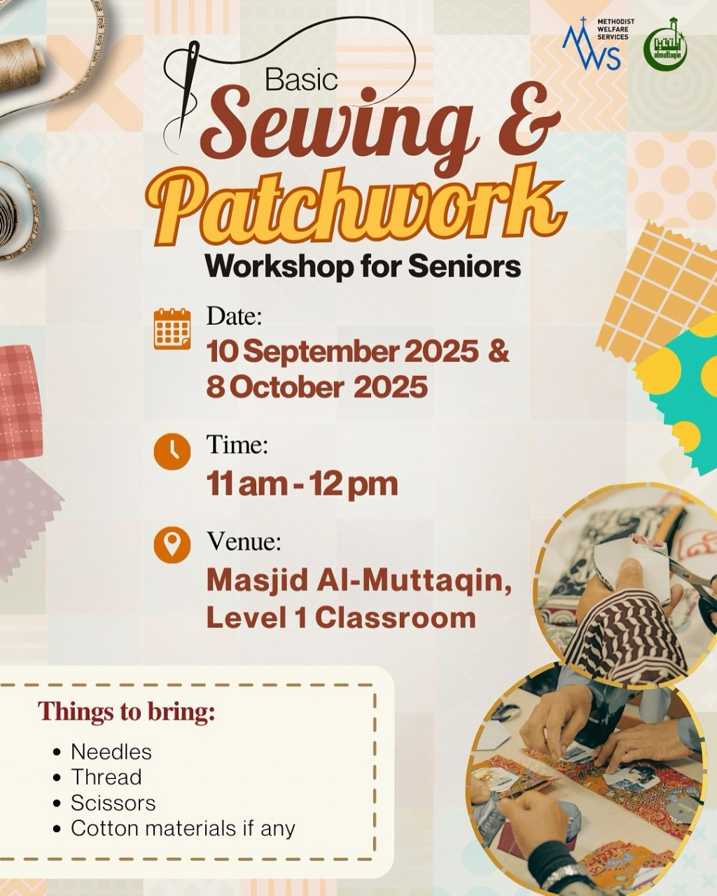 Basic Sewing & Patchwork - Workshop for Seniors