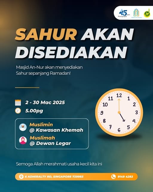 SAHUR AKAN DISEDIAKAN