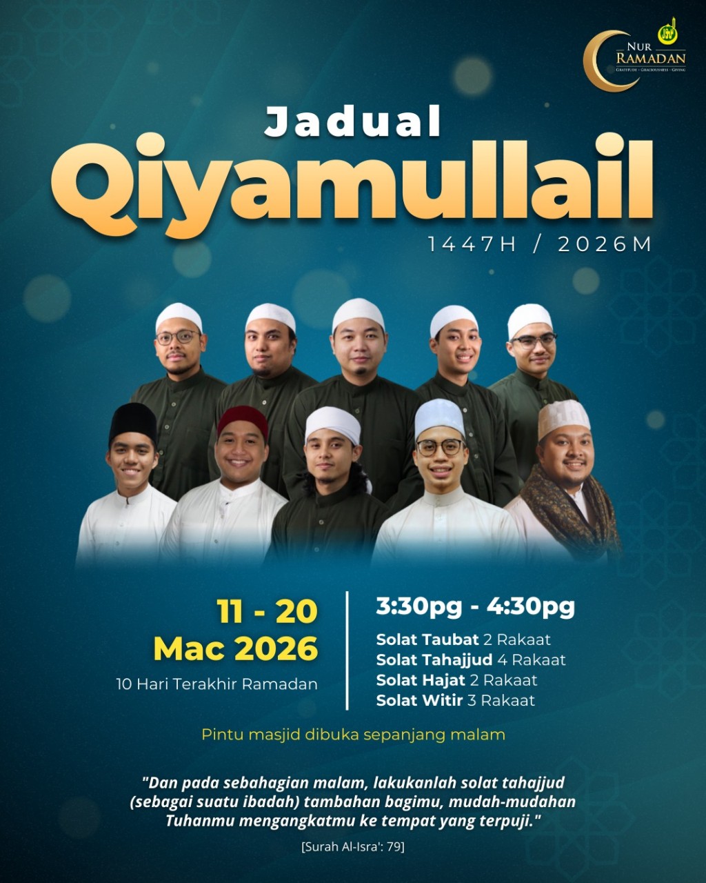 Jadual Qiyamullail 1447H/2026M