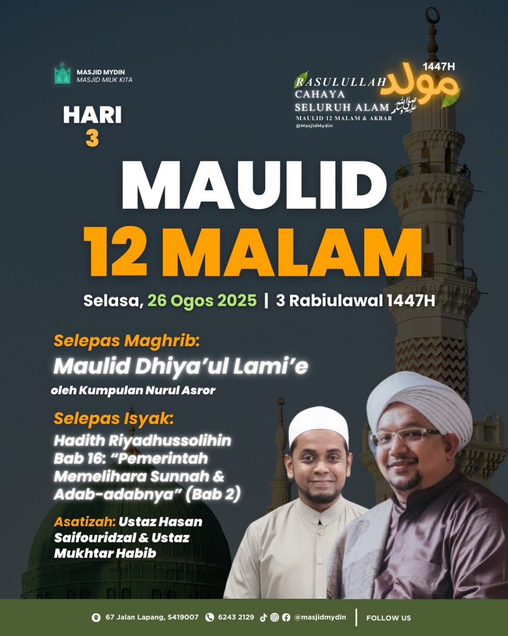 MAULID 12 MALAM: Bacaan Maulid, Qasidah & Tausiyah - Hari 3