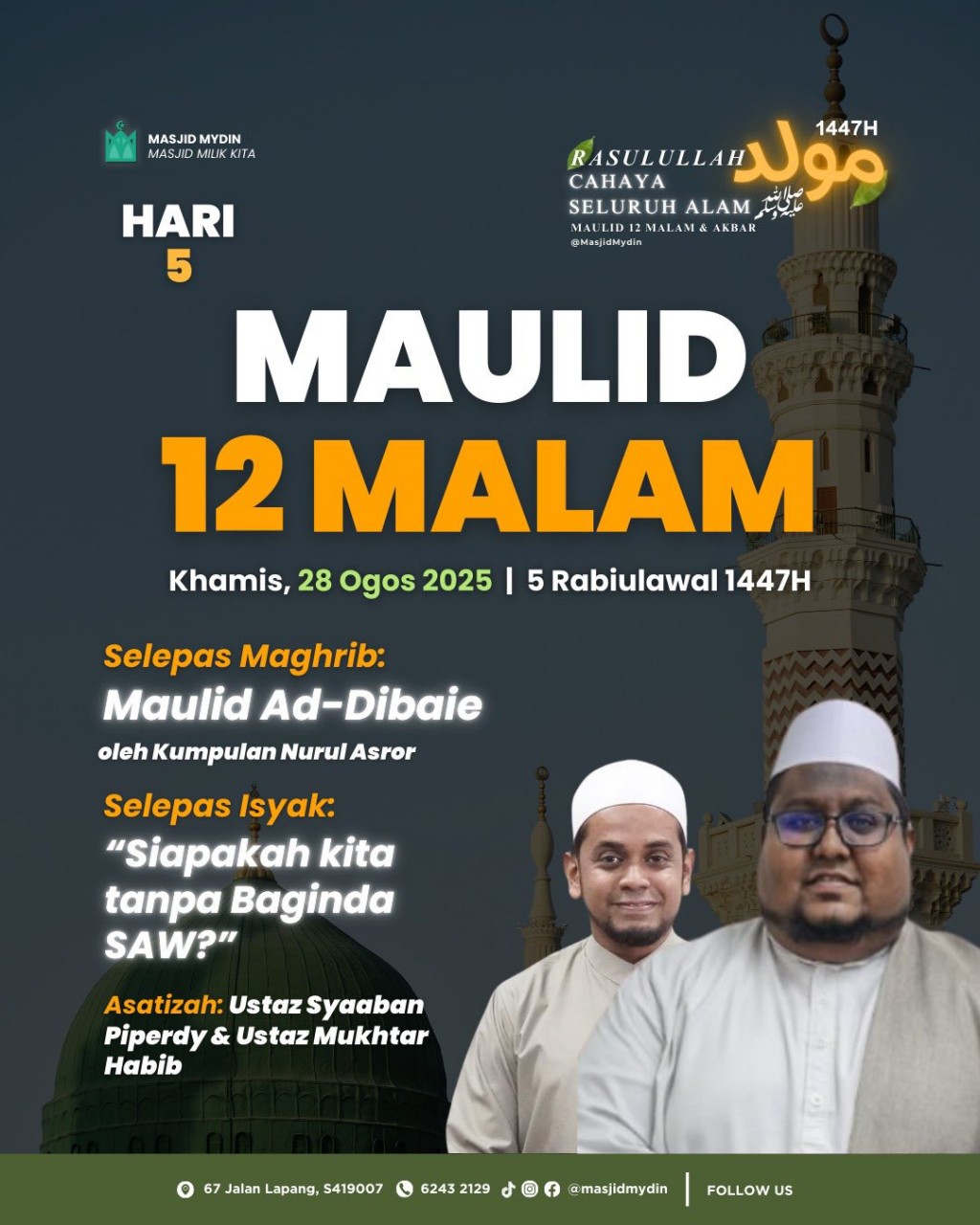 MAULID 12 MALAM: Bacaan Maulid, Qasidah & Tausiyah - Hari 5