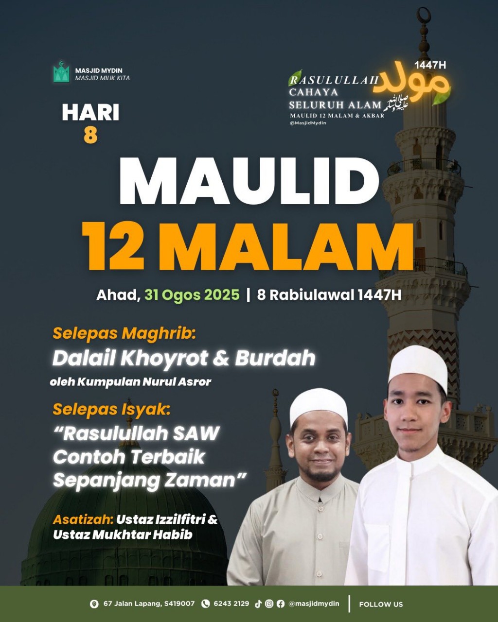 MAULID 12 MALAM: Bacaan Maulid, Qasidah & Tausiyah - Hari 8