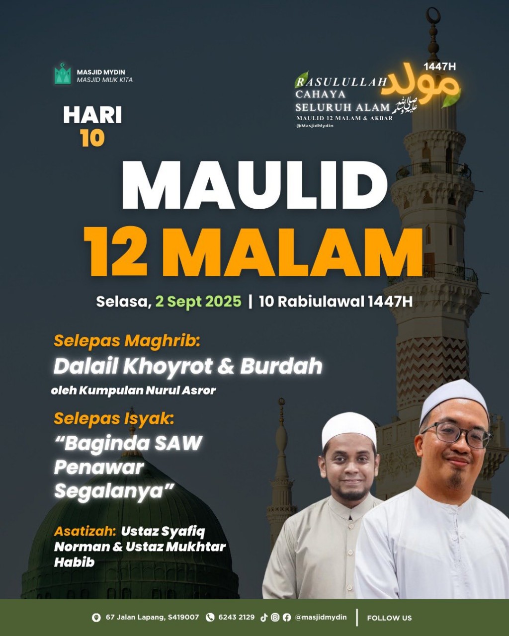MAULID 12 MALAM: Bacaan Maulid, Qasidah & Tausiyah - Hari 10