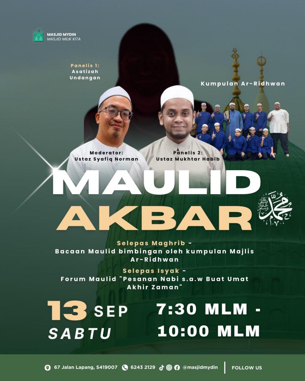 Maulid Akbar 1447H: Bacaan Maulid & Forum Maulid