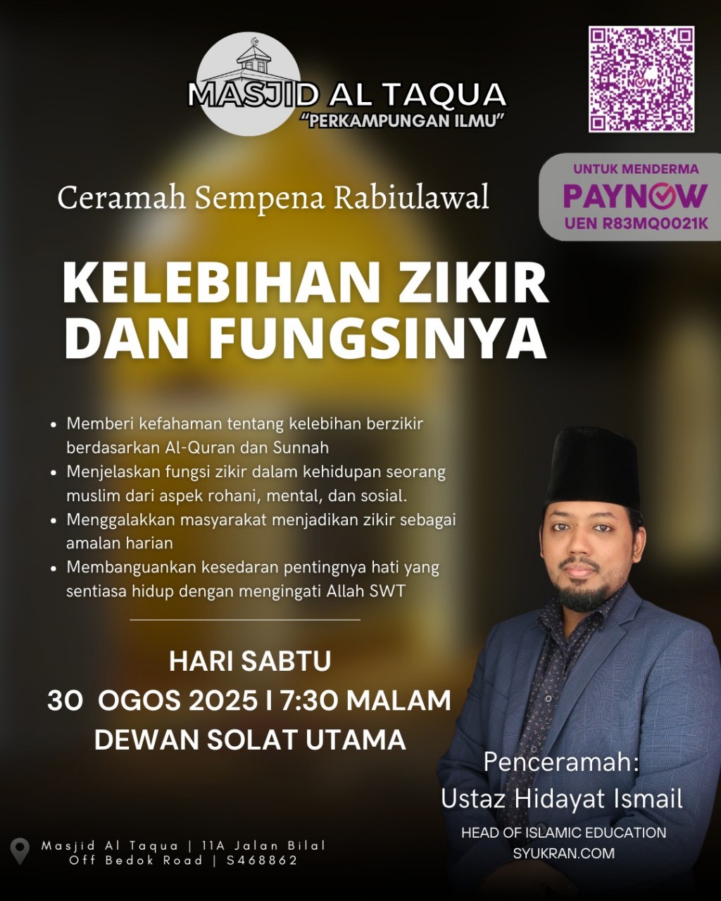 Ceramah Sampena Rabiulawal: Kelebihan Zikir dan Fungsinya