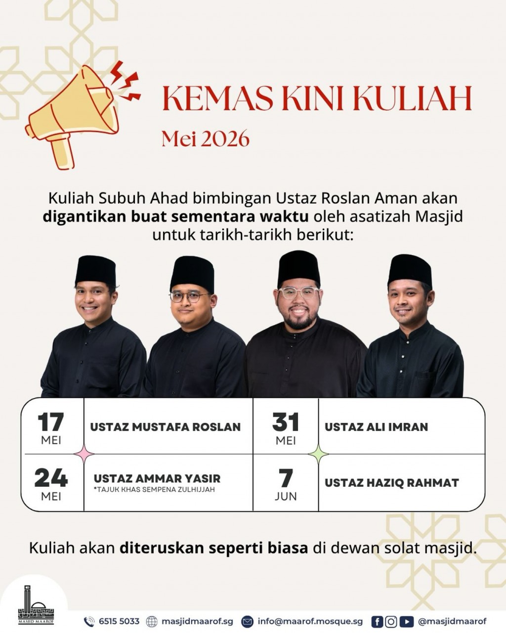 Kemas Kini Kuliah Subuh Ahad