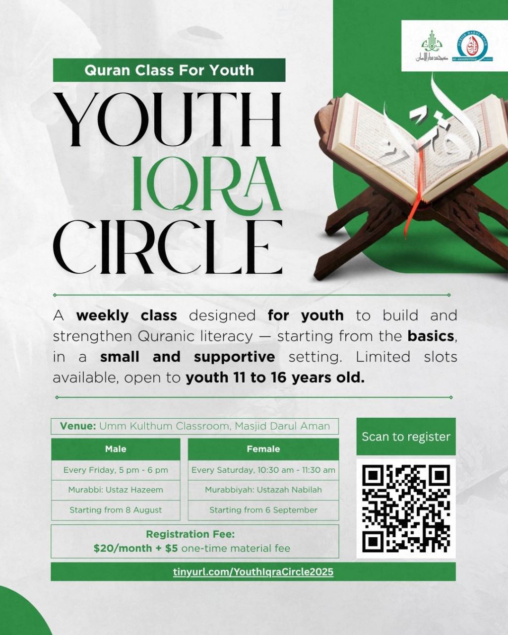 Quran Class For Youth - Youth Iqra Circle