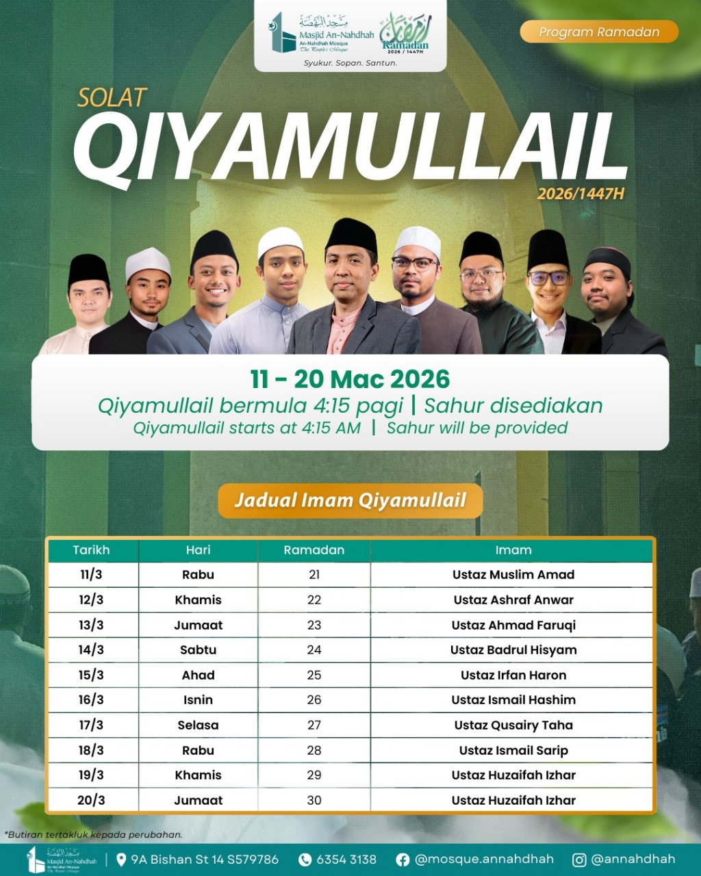 Solat Qiyamullail 2026/1447H - Program Ramadan