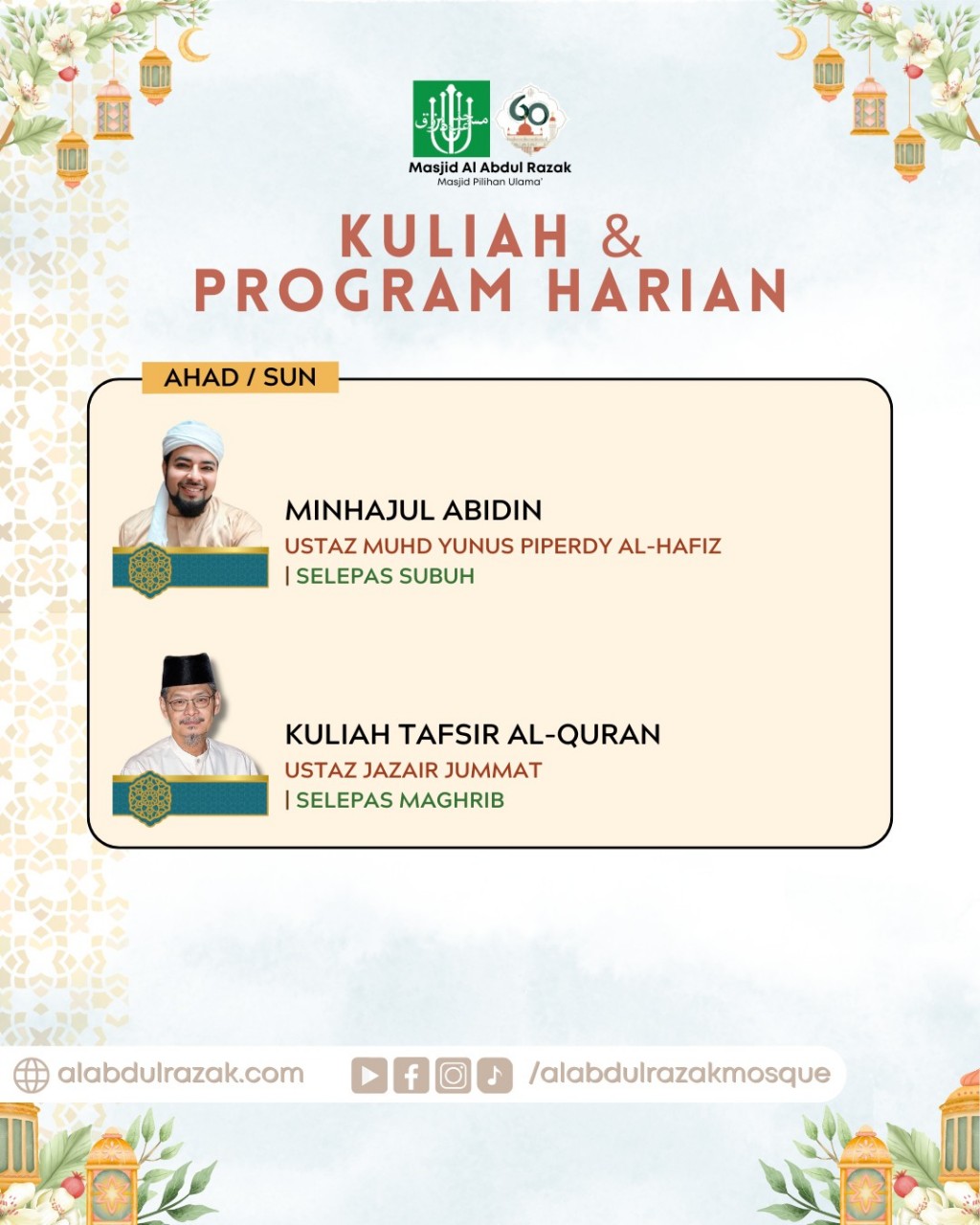 Kuliah & Program Harian - Ahad