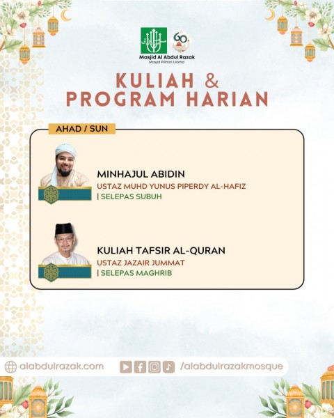 Kuliah & Program Harian - Ahad