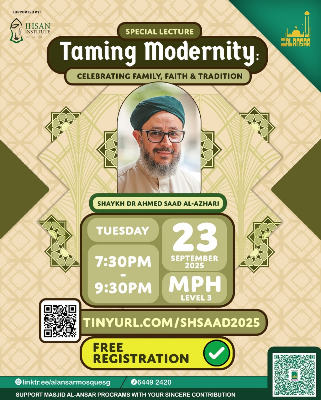 Special Lecture: Taming Modernity - Celebrating Family, Faith & Tradition