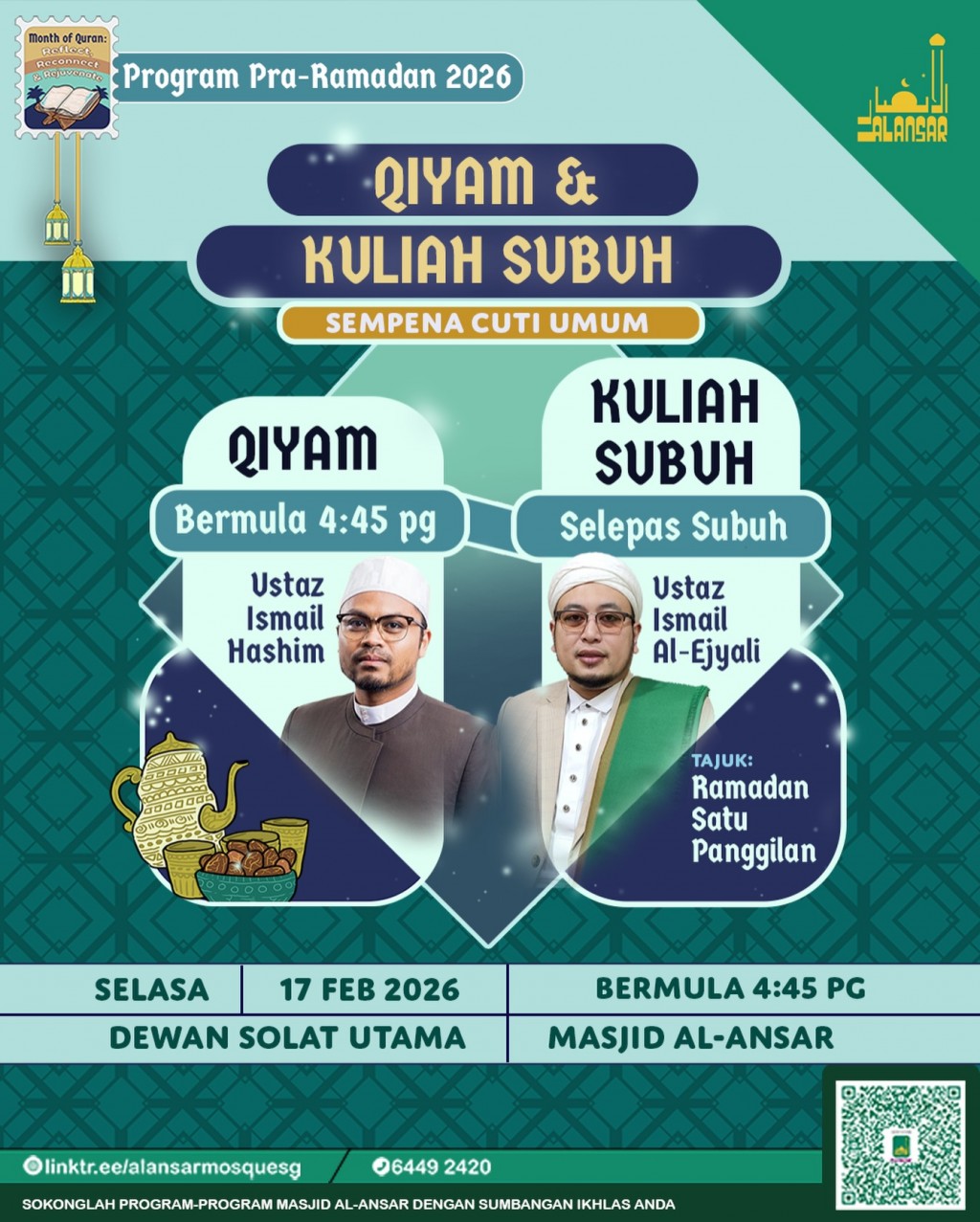 Qiyam & Kuliah Subuh - Sampena Cuti Umum