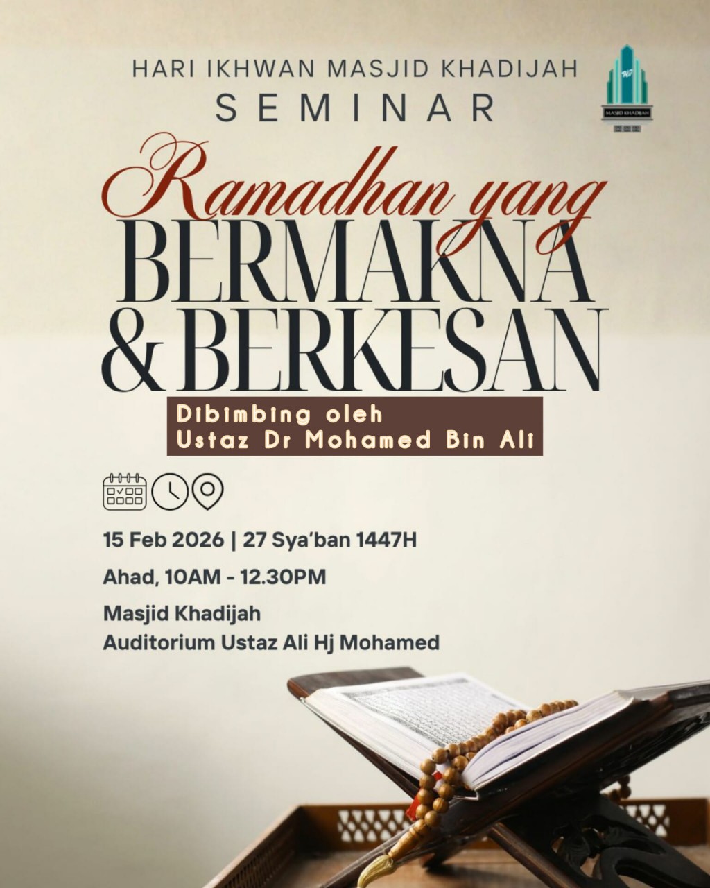 Seminar: Ramadan yang Bermakna & Berkesan