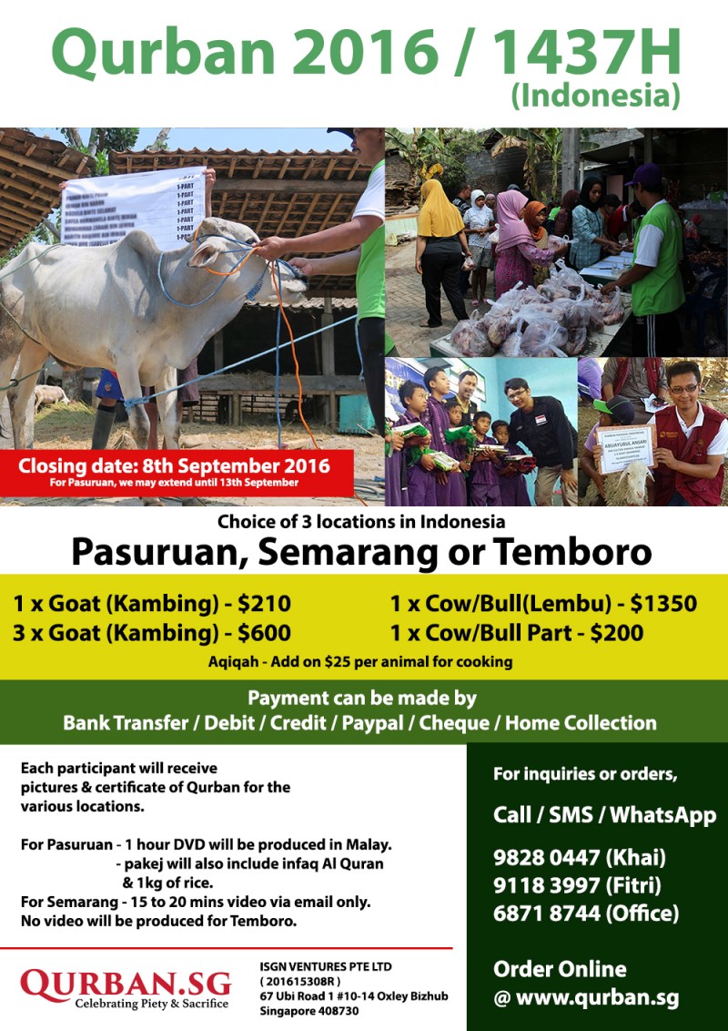 Qurban 2016 / 1437H (Indonesia) - Khidmah - IslamicEvents.SG