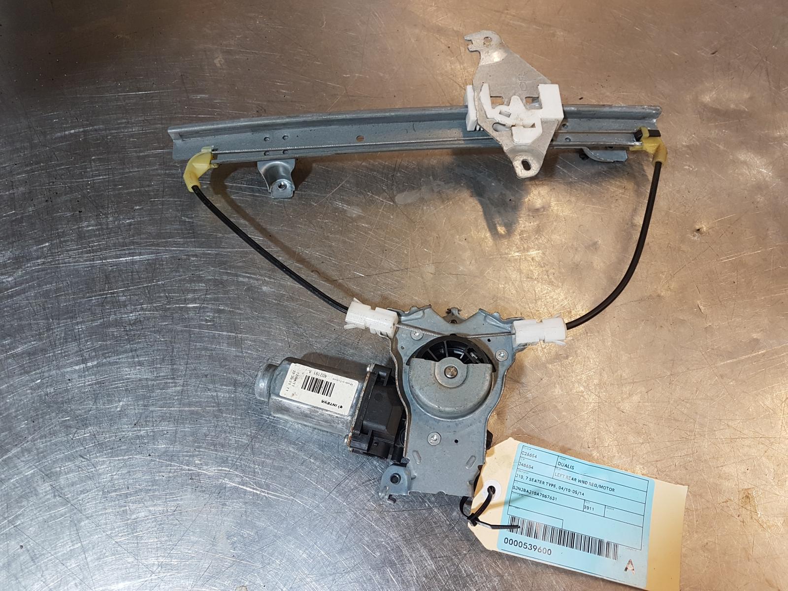 View Auto part Left Rear Wnd Reg/Motor Nissan Dualis 2011