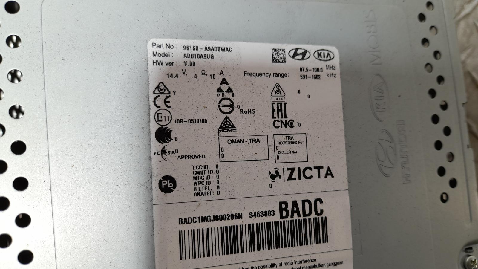 2019 Kia Carnival/grand Carnival Radio/Cd/Dvd/Sat/Tv View Auto part Radio/Cd/Dvd/Sat/Tv Kia Carnival/grand Carnival 2019